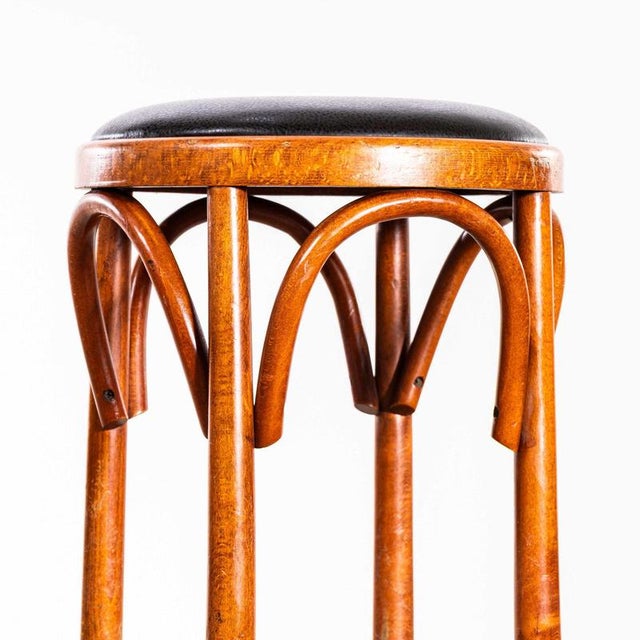 French Upholstered Barstools, 1950s, Set of 6 For Sale - Image 10 of 12
