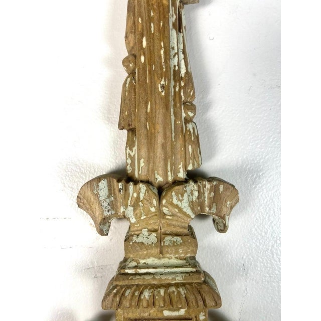 Wood 19th Century French Rococo Wall Mirror, Hand-Carved Wood, Distressed For Sale - Image 7 of 17