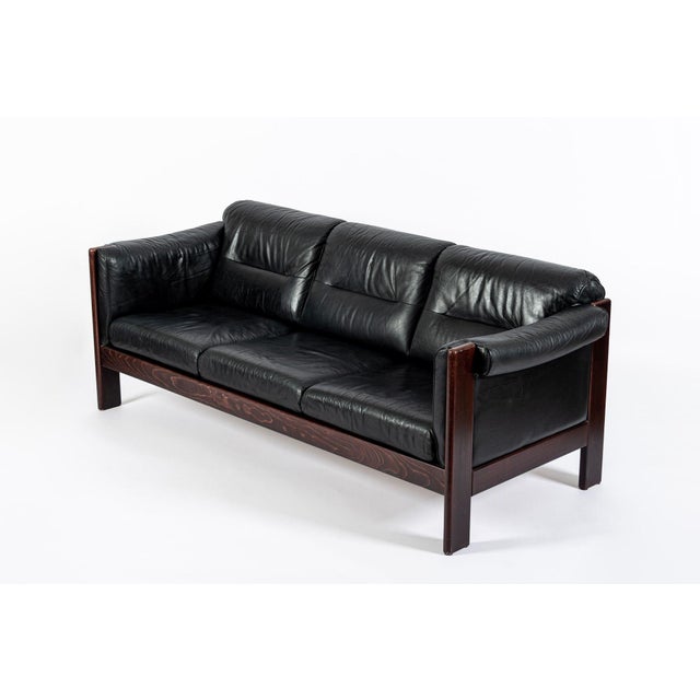 Arne Norell Mid Century Danish Black Leather Sofa in Style of Arne Norell For Sale - Image 4 of 14