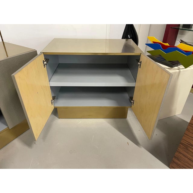 Bridges Over Time Brass & Leather Nightstands - A Pair For Sale - Image 4 of 13