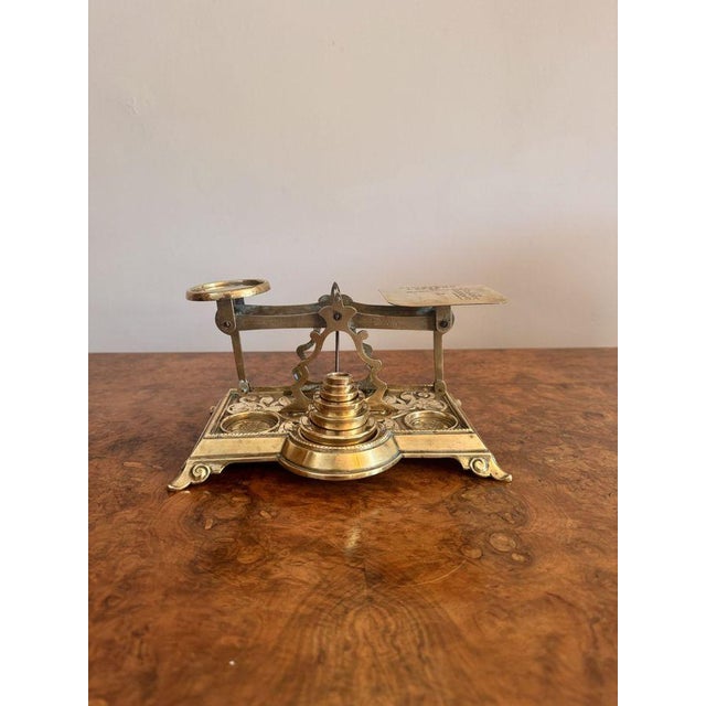Metal Antique Edwardian Brass Postal Scales, 1900, Set of 7 For Sale - Image 7 of 7