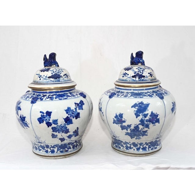 Nanking Porcelain Temple Jars in Blue and White For Sale - Image 10 of 10