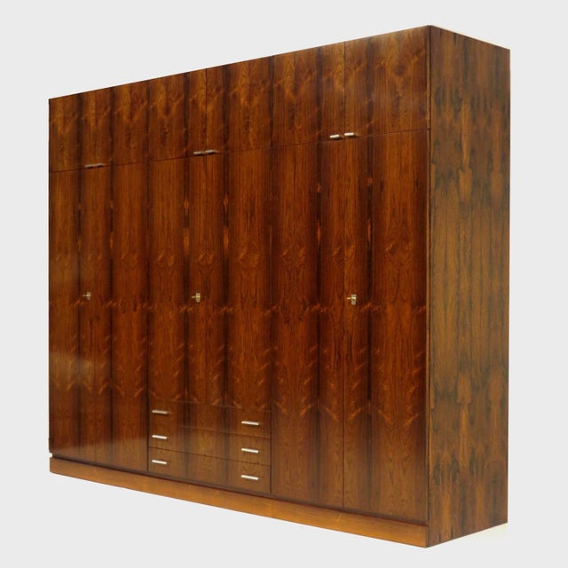 Large Vintage Wardrobe with Drawers in Rosewood, 1960s For Sale - Image 11 of 12