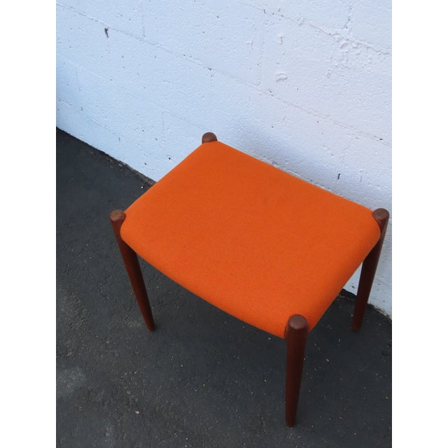 Jl Moller Danish Mid Century Modern Teak Upholstered Stool 6595 For Sale - Image 11 of 12