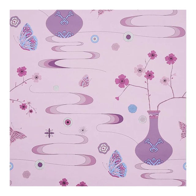 Sample - Schumacher X Cristina Buckley Fantasia Wallpaper in Peony Pink For Sale