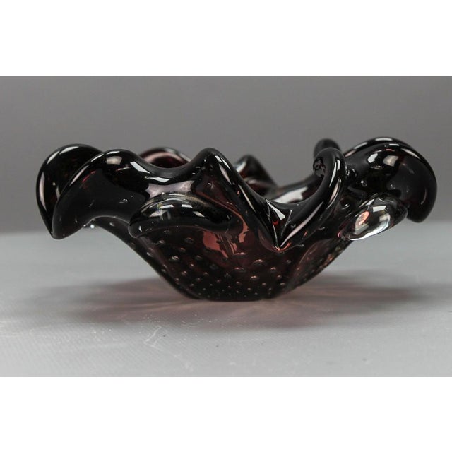 1960s Mid-Century Dark Purple Murano Bubble Glass Bowl, Italy, 1960s For Sale - Image 5 of 17