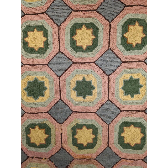 Vintage Hand-Hooked Rug, Allover Geometric Design, Wool & Cotton, American Folk Art, 3x5 For Sale - Image 10 of 14