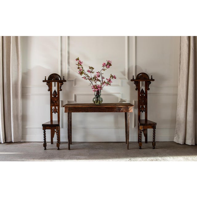Victorian A Pair of Antique Victorian Hall Chairs (Late 19th Century) For Sale - Image 3 of 15