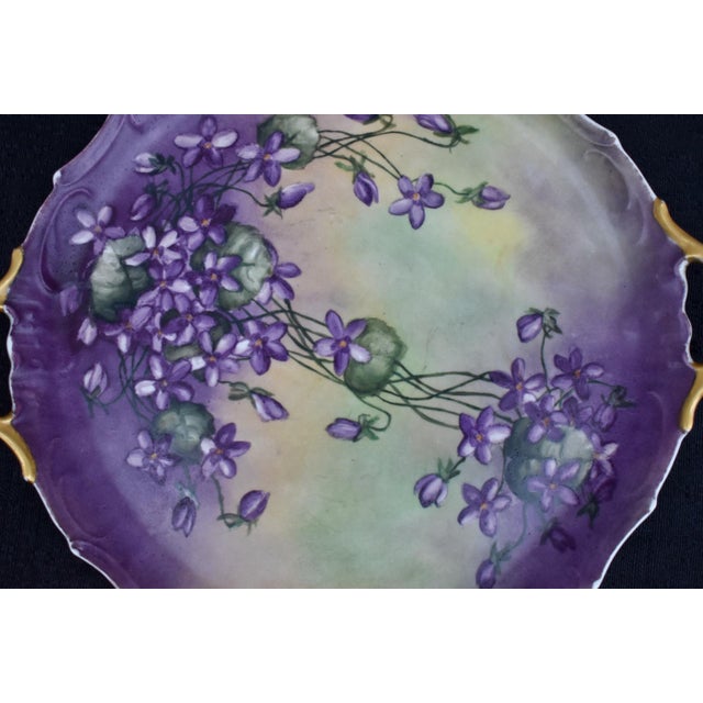 Antique Jean Pouyat Limoges Hand Painted Violet Porcelain Cake Tray Plate JPL For Sale - Image 9 of 14