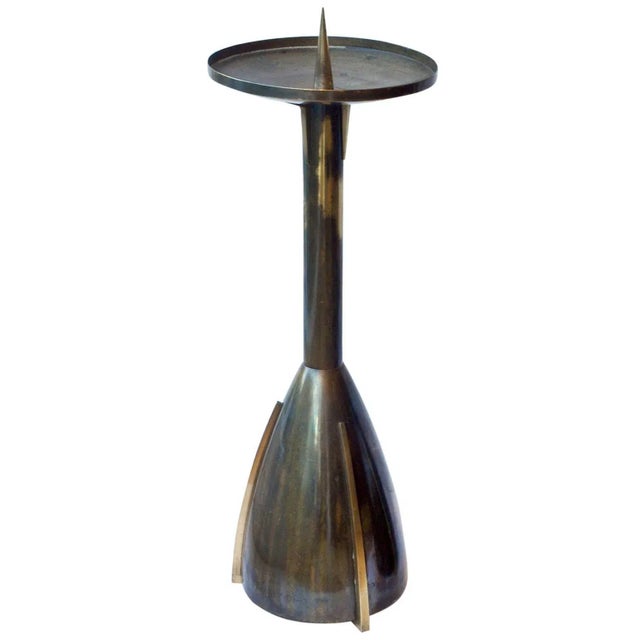 Large Art Deco Brass Candle Holder For Sale - Image 6 of 6