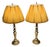 Pair of Vintage Solid Brass Candlestick Table Lamps With Knife-Pleated Shades For Sale - Image 9 of 13