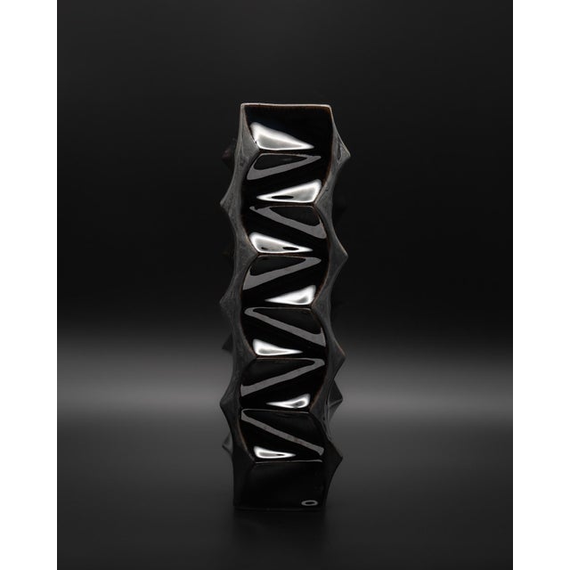 Black Black Glazed Porcelain Vase by Heinrich Fuchs for Hutschenreuther, 1960s–1970s For Sale - Image 8 of 8