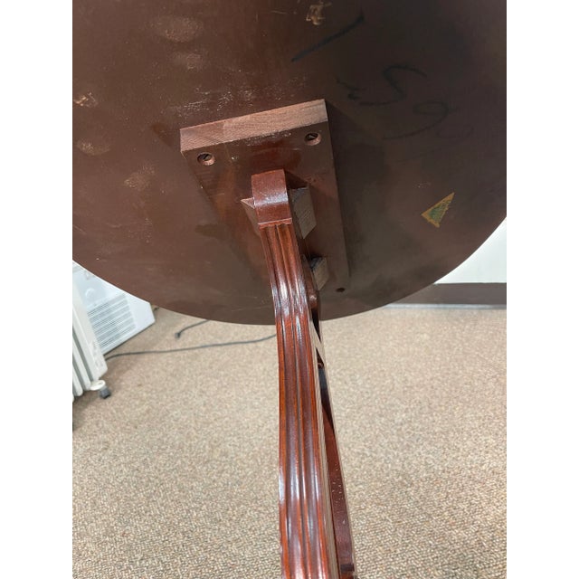 Mid 20th Century Lyre Base Oval Mahogany End Tables - a Pair For Sale - Image 9 of 10