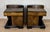 Striking pair of Art Deco nightstands featuring a bold architectural design with integrated column details and a strong...