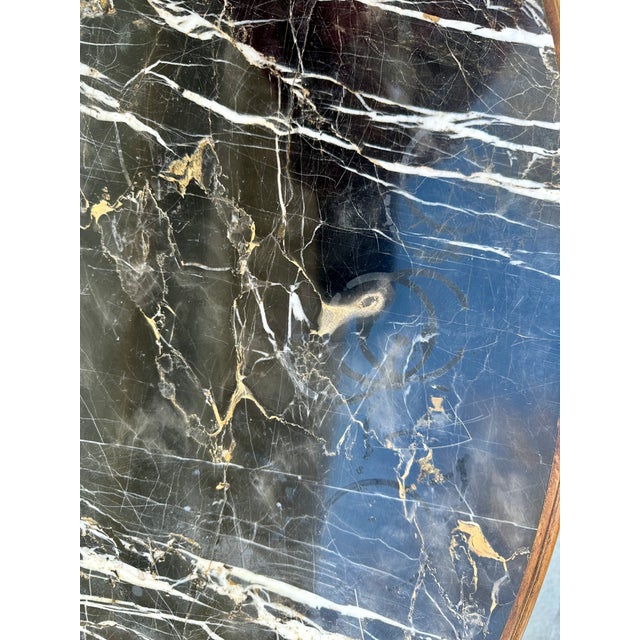 Antique Louis XVI Style Oval Carved Mahogany and Marble Top Coffee Table, Side Table For Sale - Image 11 of 12