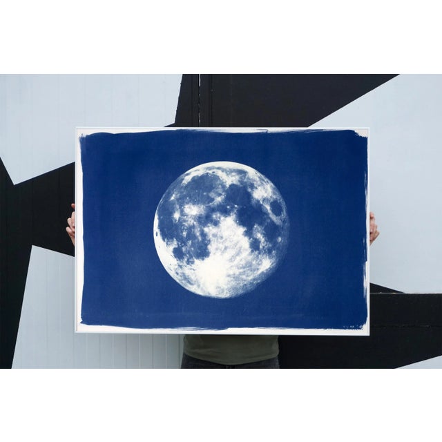WHAT YOU'LL GET This is an exclusive and handprinted limited edition of a cyanotype print. Outstanding full Blue Moon with...