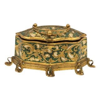 Gilt Metal and Green Enamel Jewelry Box — Maison Boissier, Paris French, Circa 1900–1930 For Sale
