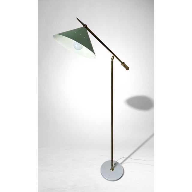Mid-Century Modern Mid 20th Century Italian Adjustable Brass Floor Lamp With Stone Base For Sale - Image 3 of 18