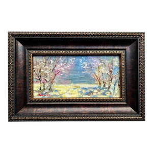 Framed Original Painting Cherry Blossoms Plein Air Landscape by Valeriya Serova