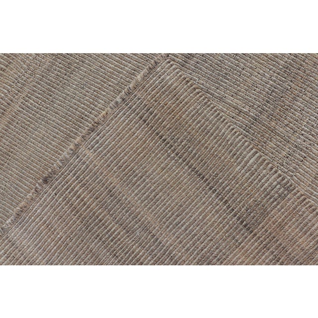 Handwoven Textured Kilim Rug in Beige, Cream, and Soft Brown Tones 9'3 X 12'4 For Sale - Image 11 of 11