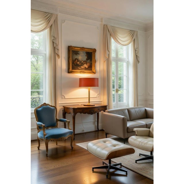 Mid-Century Modern Vintage Brass and Leather Desk Lamp, 1960s For Sale - Image 3 of 11