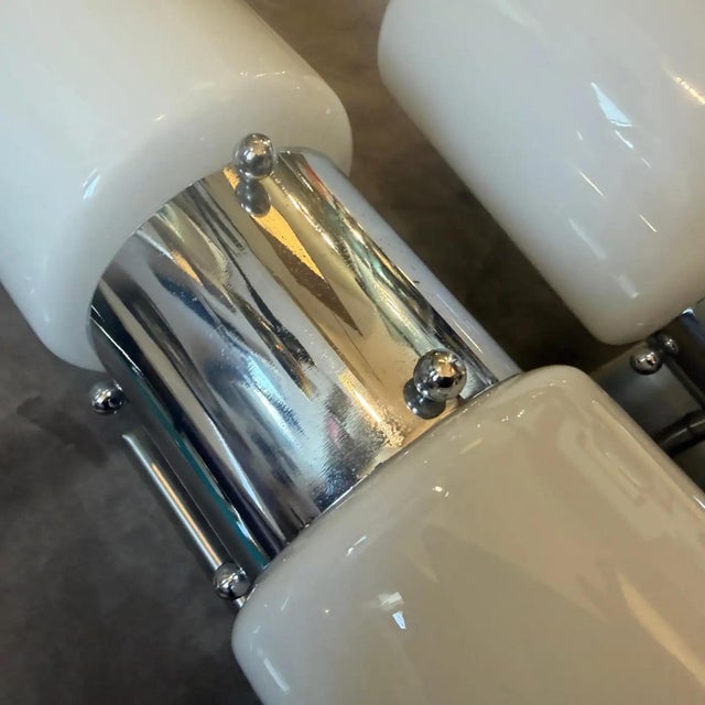 Set of Two 1960s Space Age Steel and Glass Italian Big Wall Sconces by Mazzega For Sale - Image 13 of 17