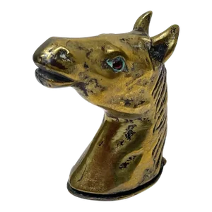 1900s English Edwardian Horse Head Vesta Match Case With Glass Eyes