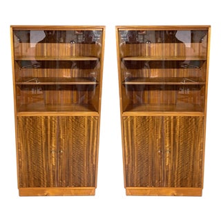 Walnut and Teak Bookcases from Morris of Glasgow, Set of 2 For Sale