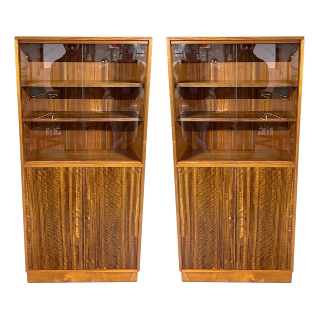 Walnut and Teak Bookcases from Morris of Glasgow, Set of 2 For Sale