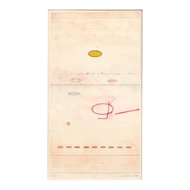 "Orange Row", Abstract Geometric Minimalist Composition W Ovals, Limited Edition by Geoffrey Bowman For Sale