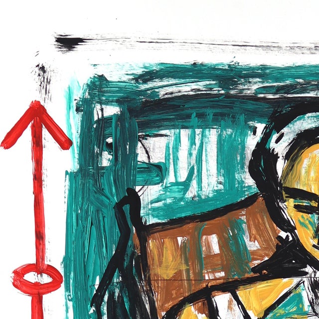 Contemporary Cubist Chair Pose - Original Cubist Pop Art Acrylic Painting on Newspaper by Gary John For Sale - Image 3 of 6