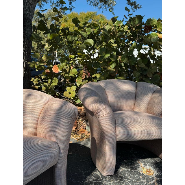 Vintage Postmodern Sculptural Lounge Chairs, Pair – Oversized Upholstered Accent Chairs For Sale - Image 4 of 8