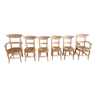 French Provincial Style Dining Chairs With Woven Seats — Set of Six For Sale