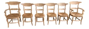 French Provincial Style Dining Chairs With Woven Seats — Set of Six