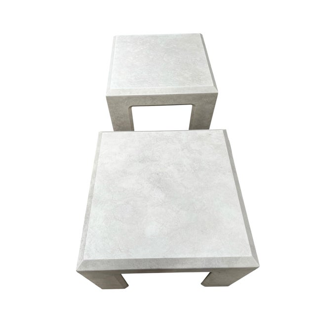1970s Vintage 1970s Postmodern Faux Stone Waterfall Side Tables by Lane Furniture - A Pair For Sale - Image 5 of 11