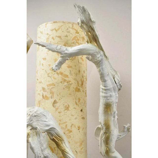 Vintage Mid Century Modern White Driftwood Kidney Glass Side Table Floor Lamp For Sale - Image 4 of 12