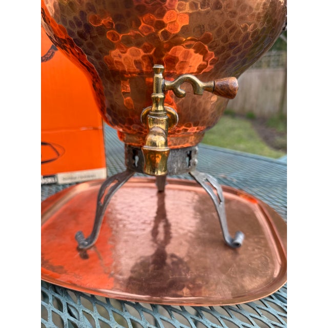 Vintage 1960s Stöckli Swiss Copper Samovar With Burner and Original Box For Sale In Philadelphia - Image 6 of 17