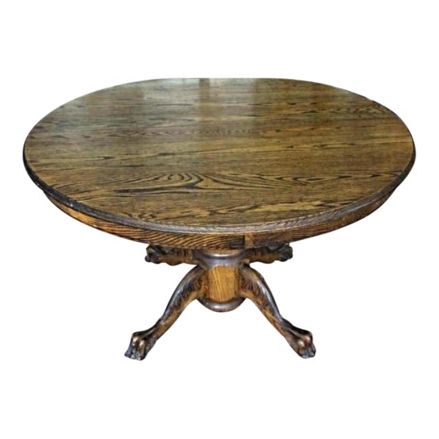 Early American Oak Claw Foot Dining Table Chairish
