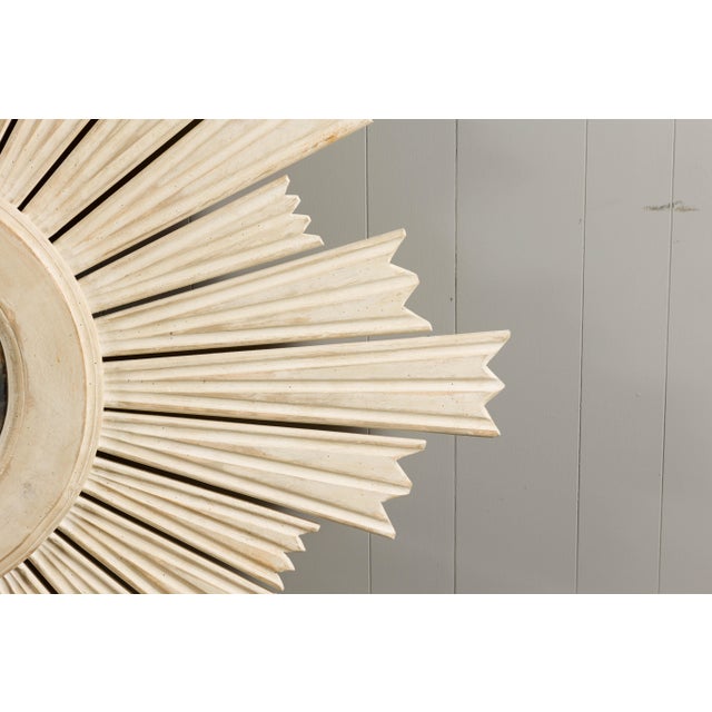 Painted Wood Modern Custom Sunburst with Convex Mirror with Varying Rays For Sale - Image 10 of 12