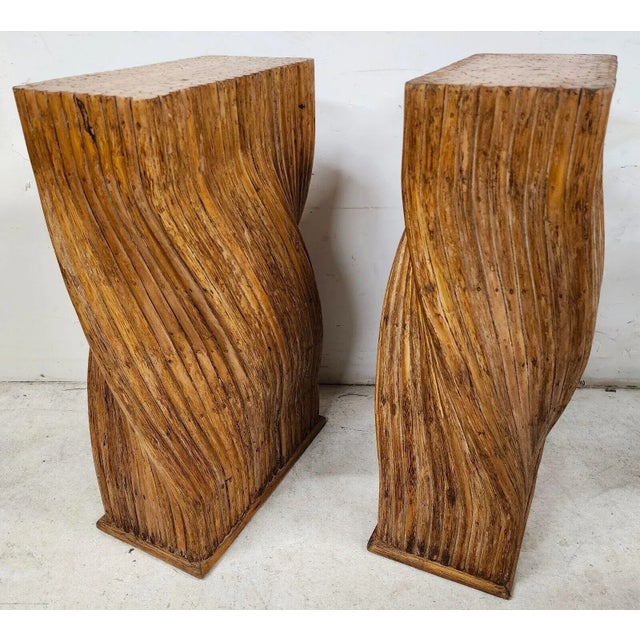 Wood McGuire Bamboo Dining Console Table Bases Pedestals Boho For Sale - Image 7 of 12