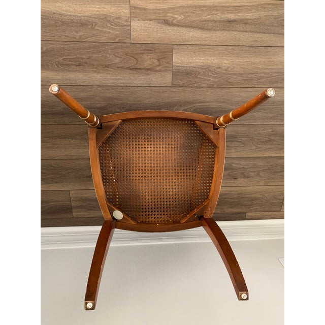 1980s 1980s Baker Furniture Hollywood Regency ArmChair Gilt Accents Caned Seat For Sale - Image 5 of 12