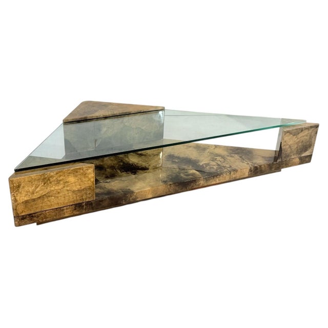 Postmodern Enrique Garcel Lacquered Goatskin Triangular Coffee Table, 1991 For Sale - Image 3 of 9