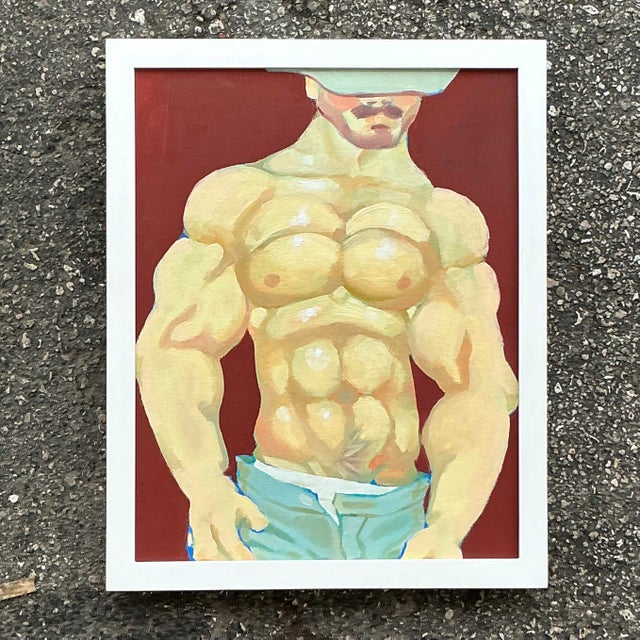 Figurative Vintage Boho Original Oil Figurative Painting on Board For Sale - Image 3 of 5