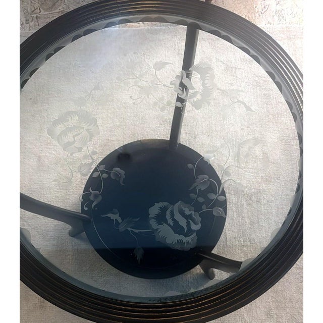 Mid 20th Century Paolo Buffa Style Black Ebonized Italian Art Deco Side Table Ground Glass Top For Sale - Image 16 of 18