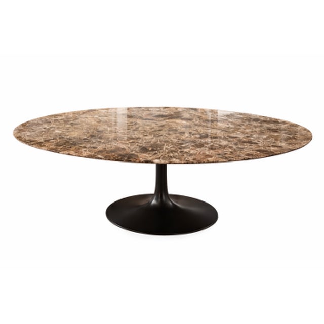 Stone Oval Marble Knoll Edition Emperador Table from Eero Saarinen, 2024 For Sale - Image 7 of 7