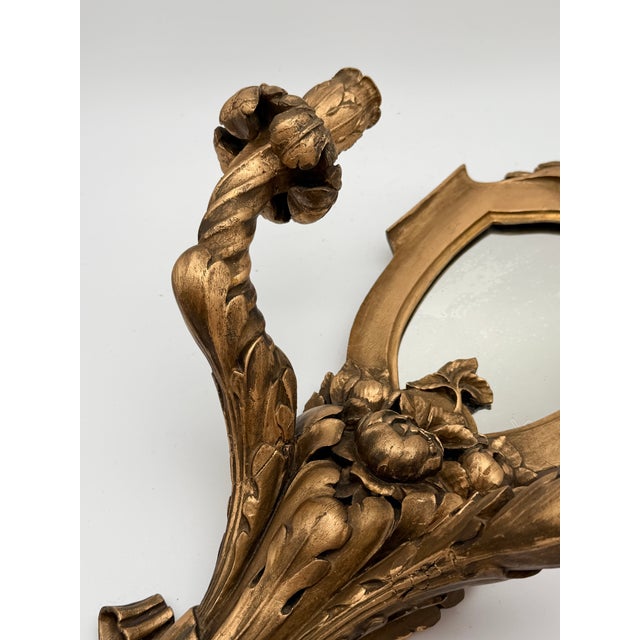 Vintage Italian Hollywood Regency Gilt Wood Mirrored Two-Arm Wall Sconces - A Pair For Sale - Image 10 of 15