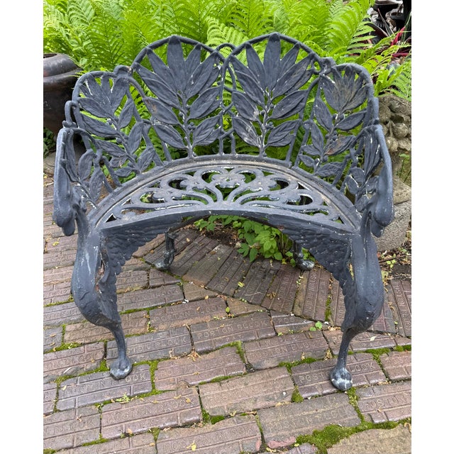 Late 19th Century Cast Iron Laurel Griffin Garden Chair Bench For Sale - Image 10 of 12