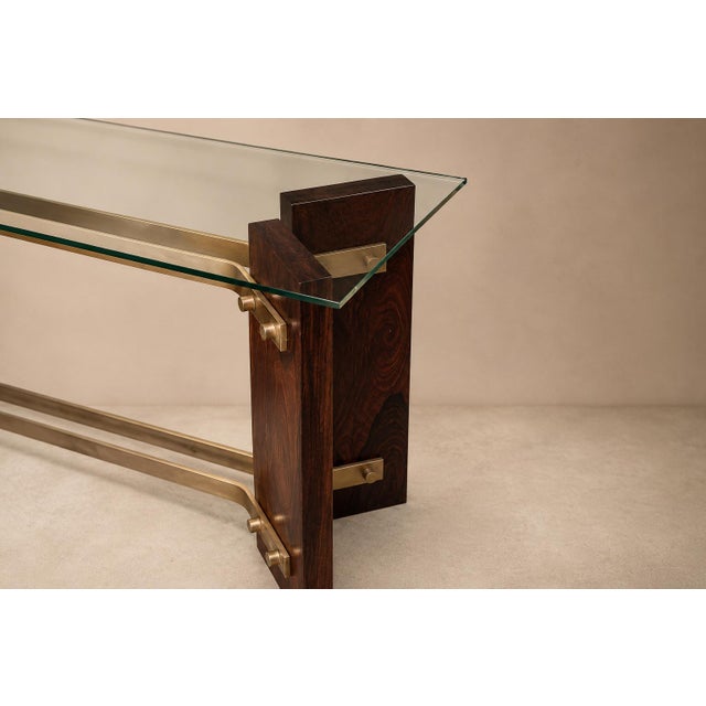 Brazilian Modern Sideboard in Rosewood, Brass & Glass, Novo Rumo, Brazil, 1950s For Sale In New York - Image 6 of 14