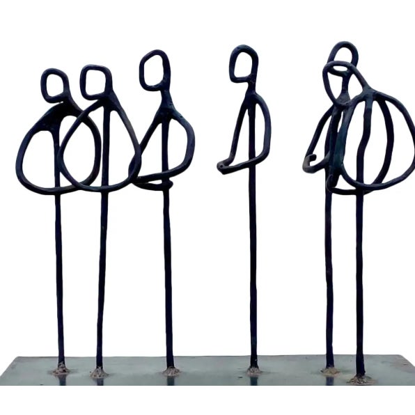Contemporary Signed Abstract Iron Figural Sculpture "The Gathering" by Acs For Sale - Image 11 of 12