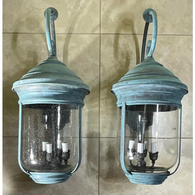 Illuminate your home with a touch of timeless elegance! This stunning pair of vintage brass wall lanterns offers a blend...